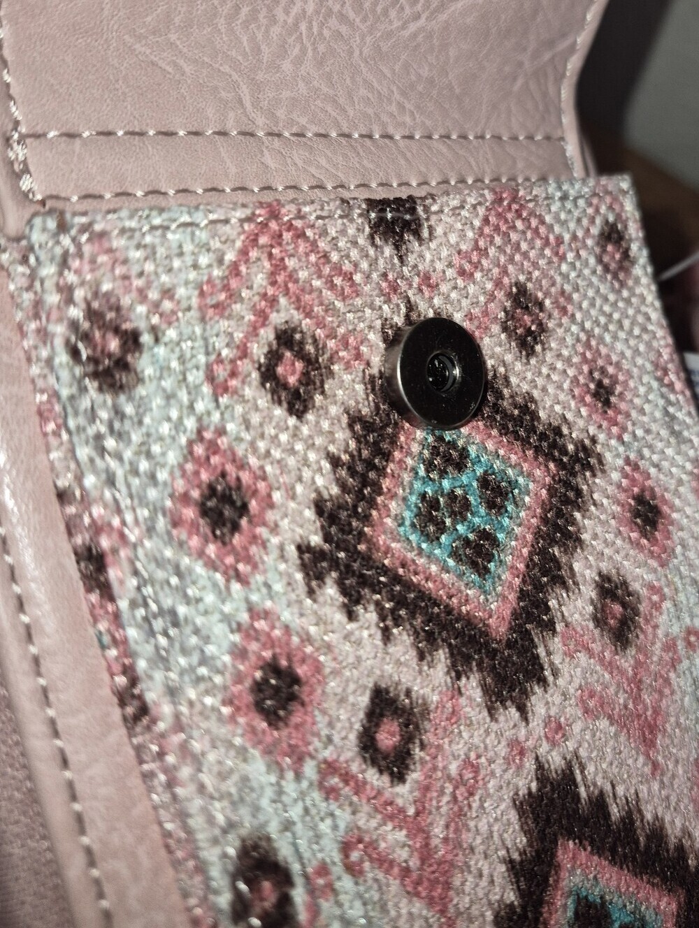 New With Tags Wrangler Boho Aztec Crossbody, Pink, Brown, Turqoise - Picture 8 of 8